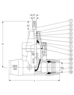 AVK ZASUWA DN 50 PE/PE 63 KLIK 2